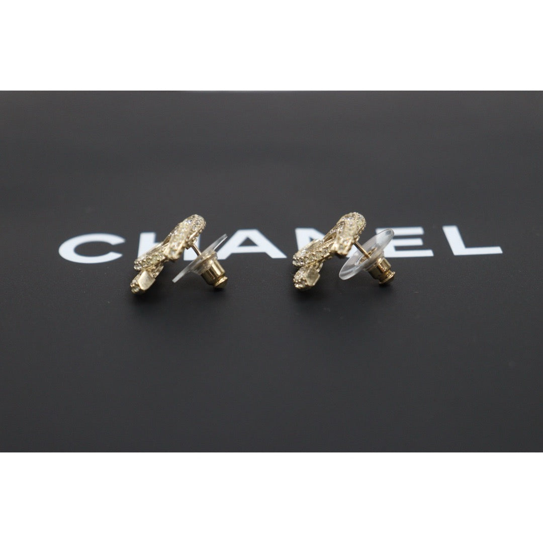 Include Authentic Detective Certificate of Authenticity｜Excellent（Rank SA）｜CHANEL B20V COCO Mark  Rhinestone Earrings Made In 2020Year｜S26050715