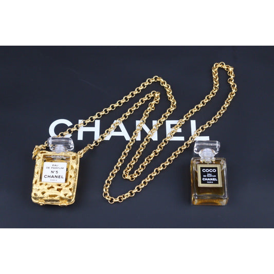 Rank A ｜ CHANEL Vintage Perfume No5 Brass Perfume Necklace
