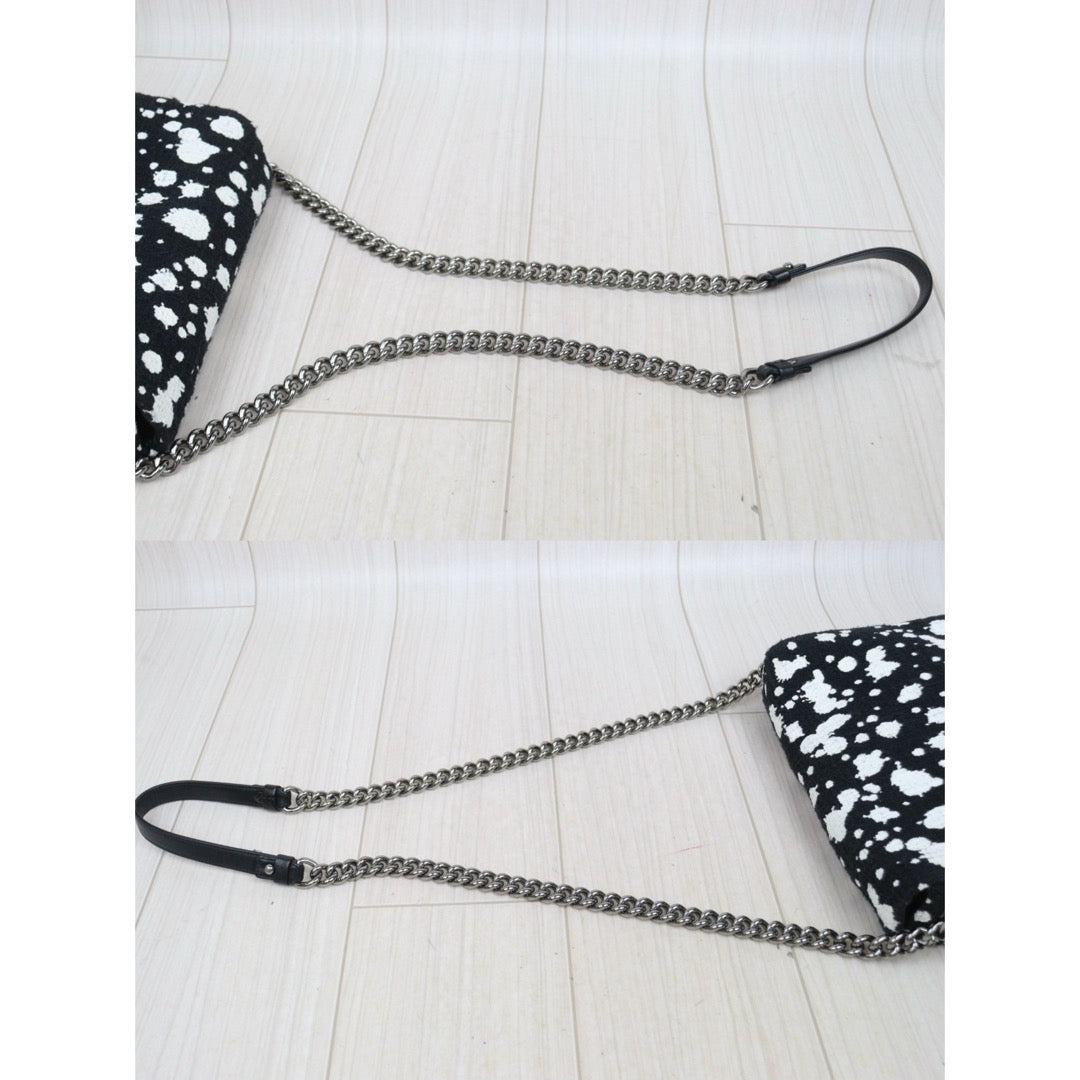 Very Good ( Rank A)｜ CHANEL Tweed Splashed Ink Single Flap 28 Shoulder Bag Made in 2015-2016Year｜Y25112503