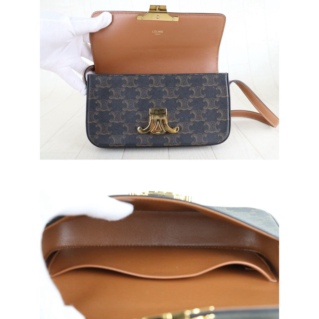 Very Good ( Rank A)｜ CELINE Macadam Triomphe Shoulder Bag  Golden Hardware｜S25121116