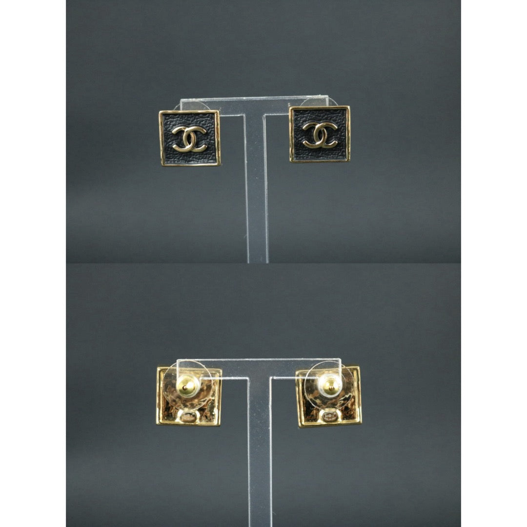 Include Authentic Detective Certificate of Authenticity｜Very Good ( Rank A) ｜CHANEL B23S Coco Mark Leather Block Earrings Made In 2023 Year ｜S26080109