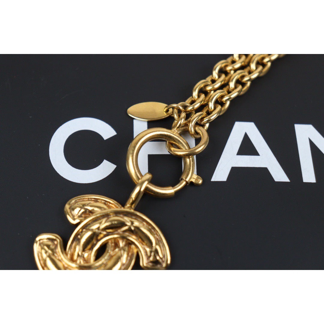 Rank A ｜ CHANEL Coco Mark 24K Gold Plated Necklace｜24011223