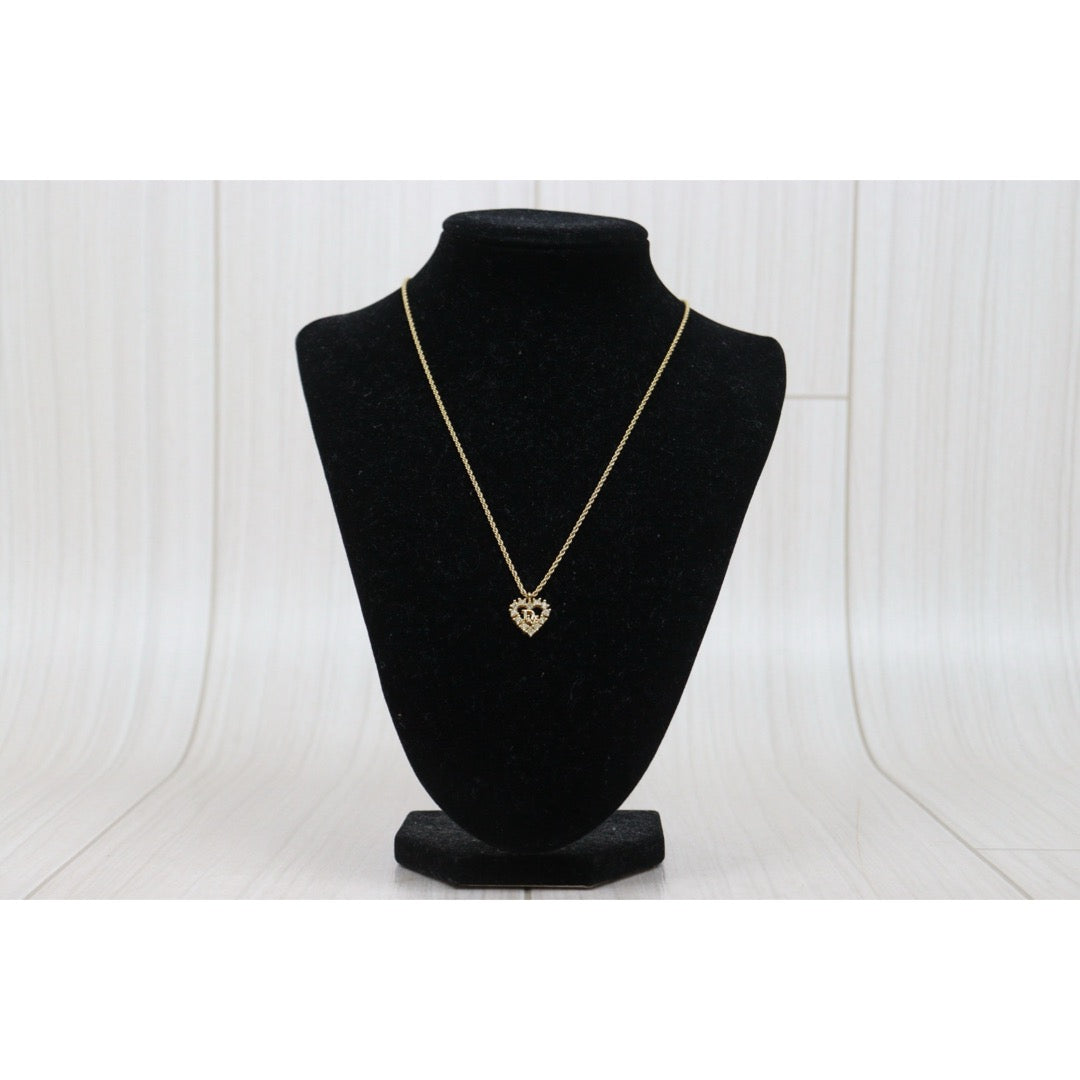 Very Good ( Rank A) ｜ Dior CD Heart Rhinestone Necklace ｜V25121107