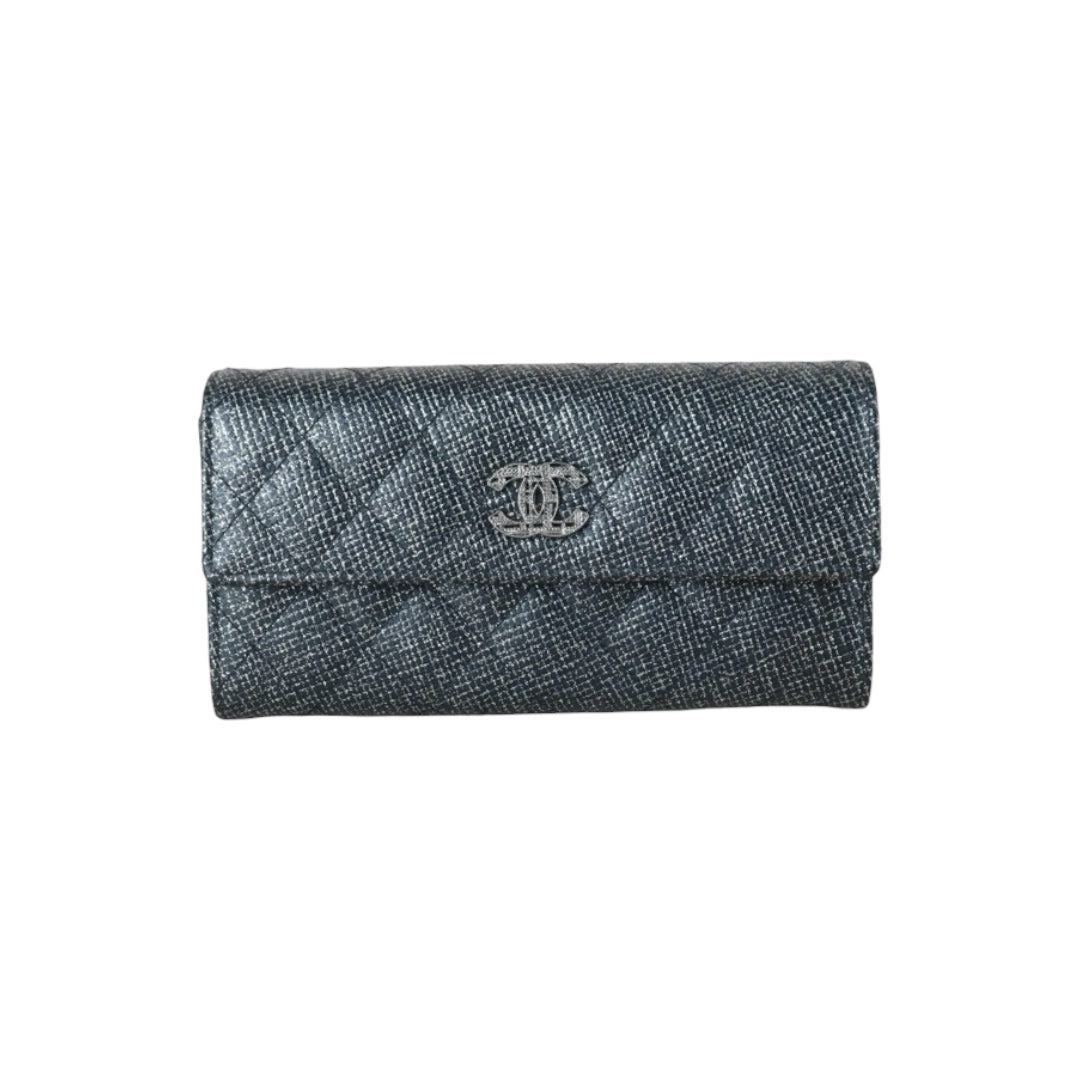 Excellent（Rank SA）｜CHANEL 2013 Earth Series Limited Edition Black Long Wallet Made In 2014 Year｜X25060309