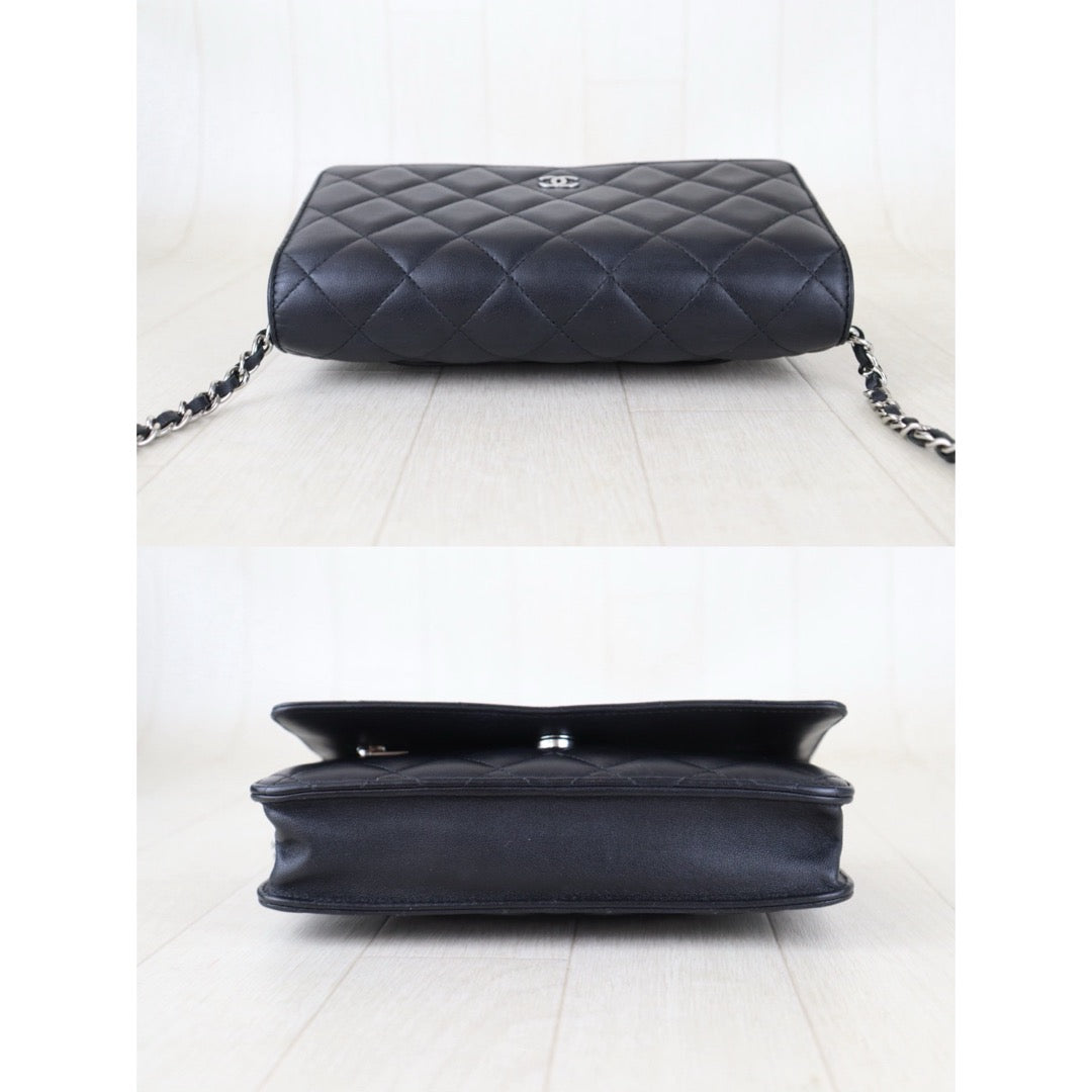 Include Entrupy Certificate of Authenticity｜Very Good ( Rank A)｜CHANEL Lamb Skin WOC Chain Bag Black  IC Chips Model｜Z26092902