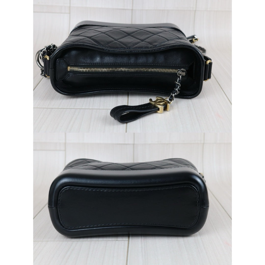 Include Entrupy Certificate of Authenticity｜Very Good ( Rank A) ｜CHANEL PM Gabrielle Calf Leather Shoulder Bag Black ｜S26080603