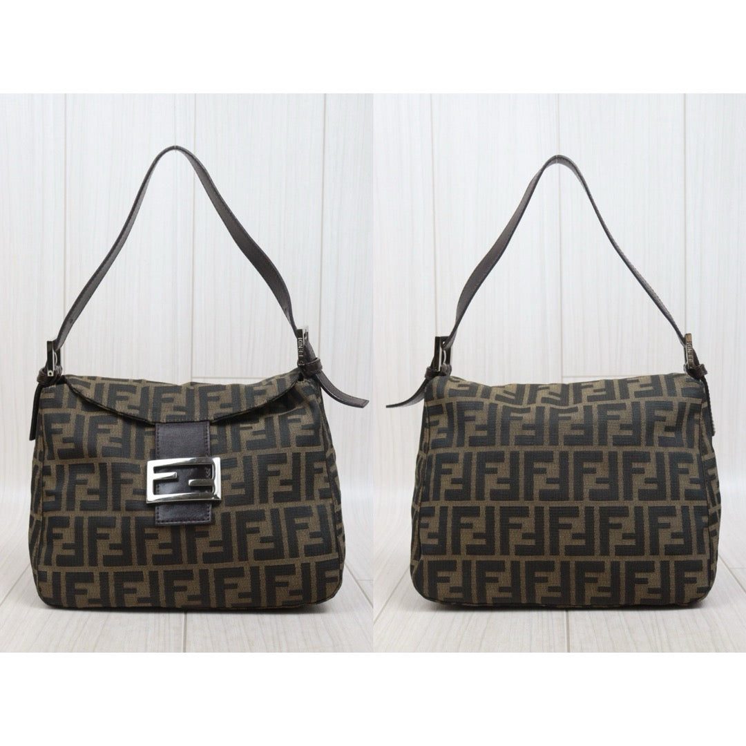 Include Entrupy Certificate of Authenticity｜Very Good ( Rank A)｜ FENDI Zucca Mamma Baguette Shoulder Bag ｜26070910