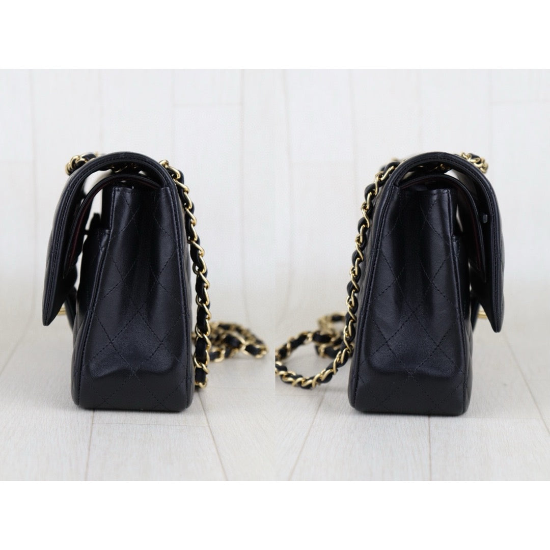 Excellent（Rank SA）｜ Full Set  CHANEL Matrasse Lamb Skin Double Flap 25 Shoulder Bag Black Made In 2018-2019 Year｜H25043008