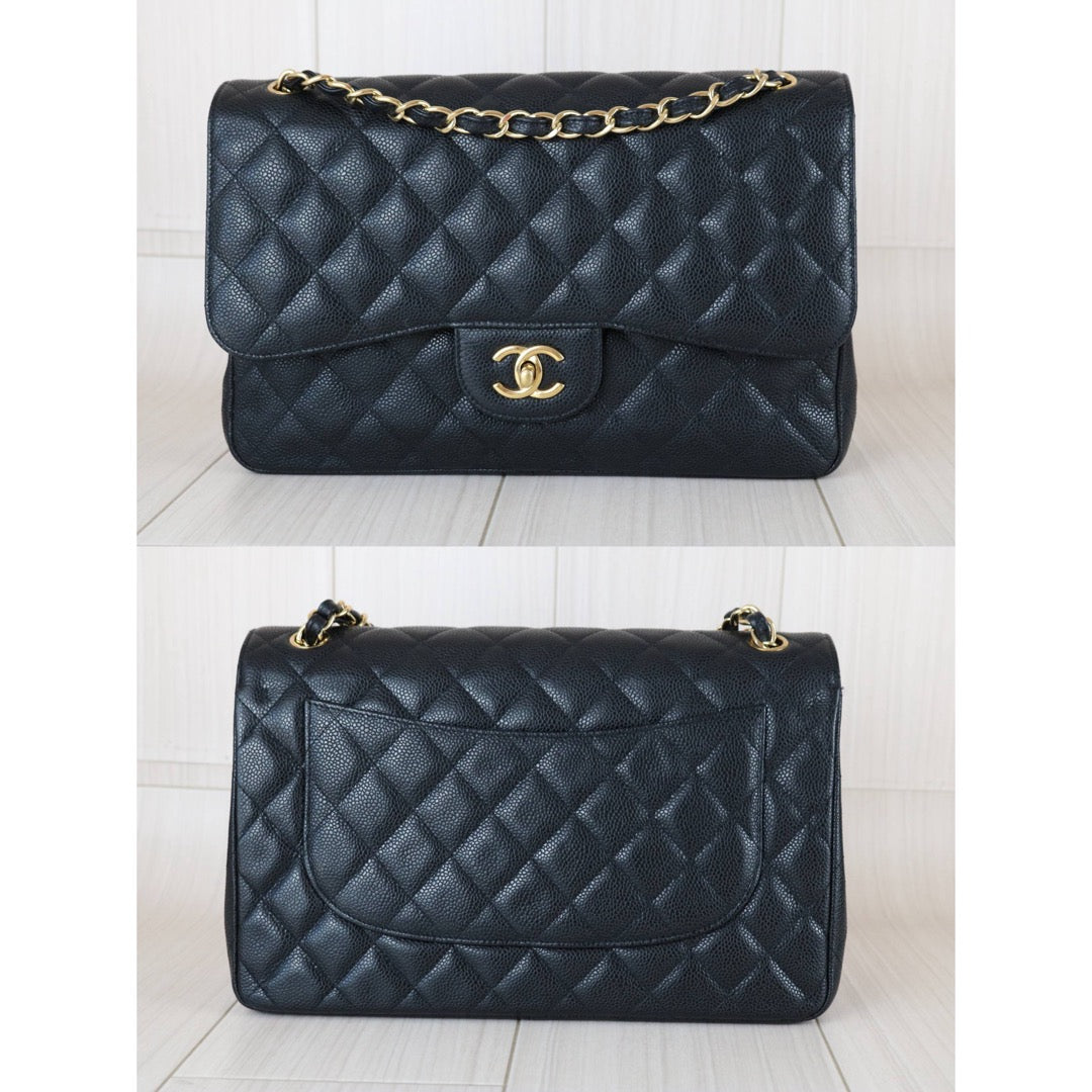 Very Good ( Rank A)｜Full Set CHANEL Matrasse Chain Caviar Skin Jumbo Black  Made In 2010-2011 Year｜S25121105