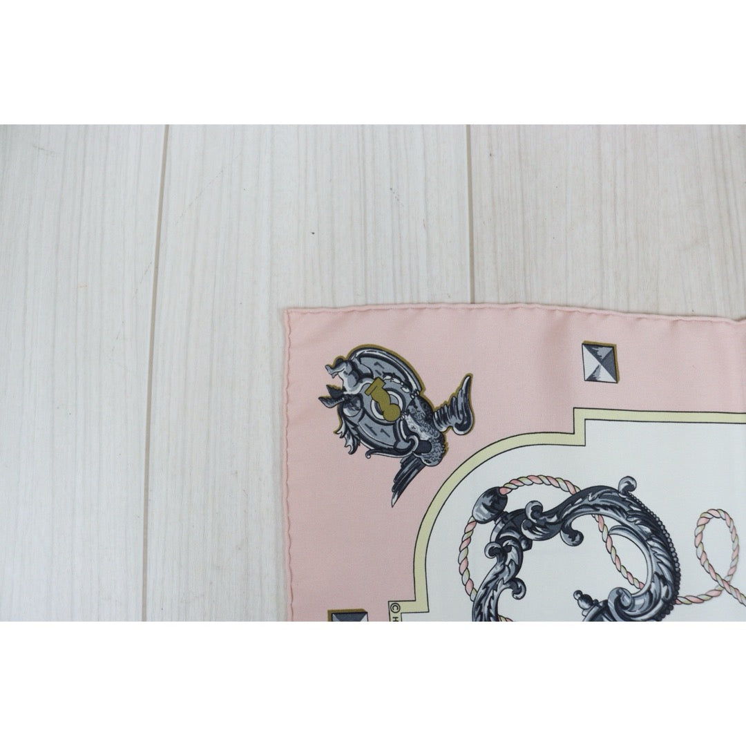 Very Good ( Rank A) ｜ HERMES Les Clefs The Keys Pink Scarf 90｜V25110605