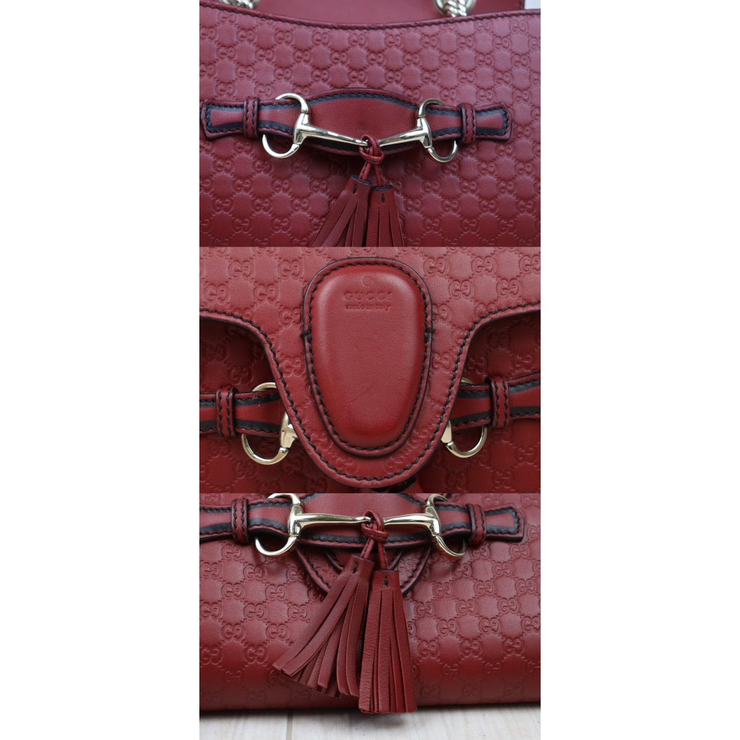 Rank AB ｜ GUCCI Leather Shoulder Bag Red｜V24060410