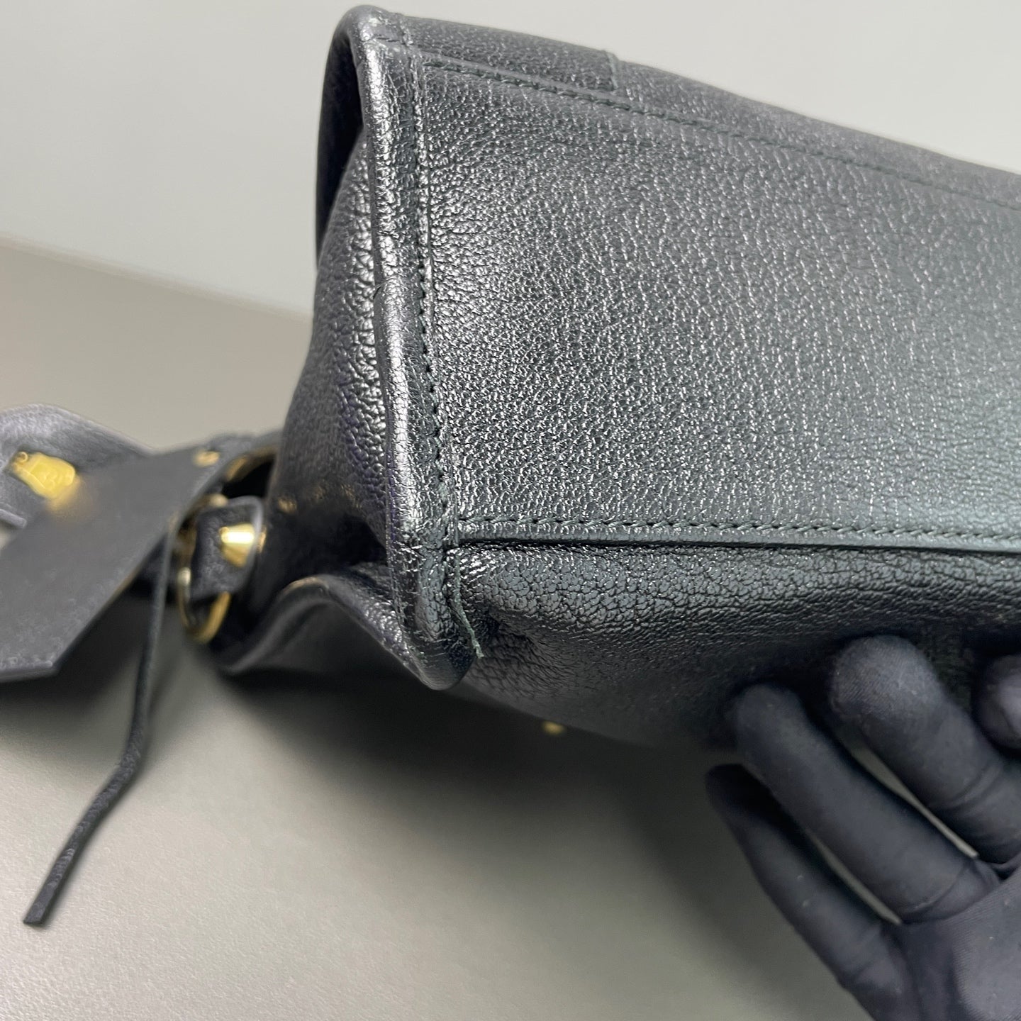 Very Good ( Rank A)｜Balenciaga Goatskin edge Mini Classic City Haze Black HandBag Shoulder Bag