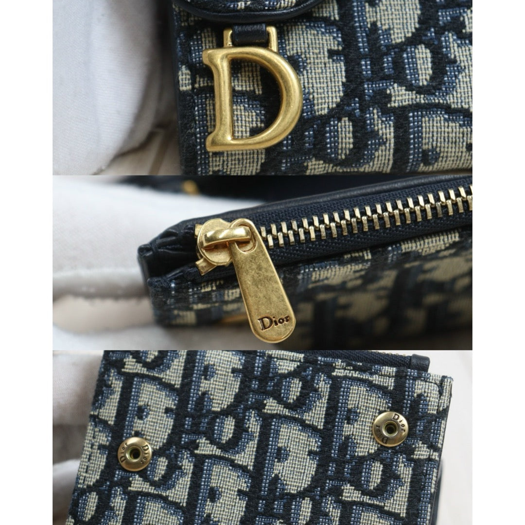 Include Entrupy Certificate of Authenticity｜Very Good ( Rank A)｜Dior Trotter Montaige  Oblique Saddle Lotus Wallet ｜26092401