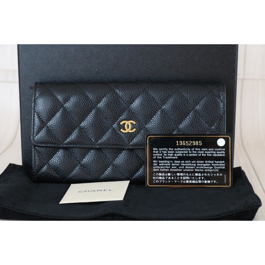 Very Good ( Rank A)｜CHANEL Caviar Skin Black Long Wallet Made In 2014Year｜S25112002