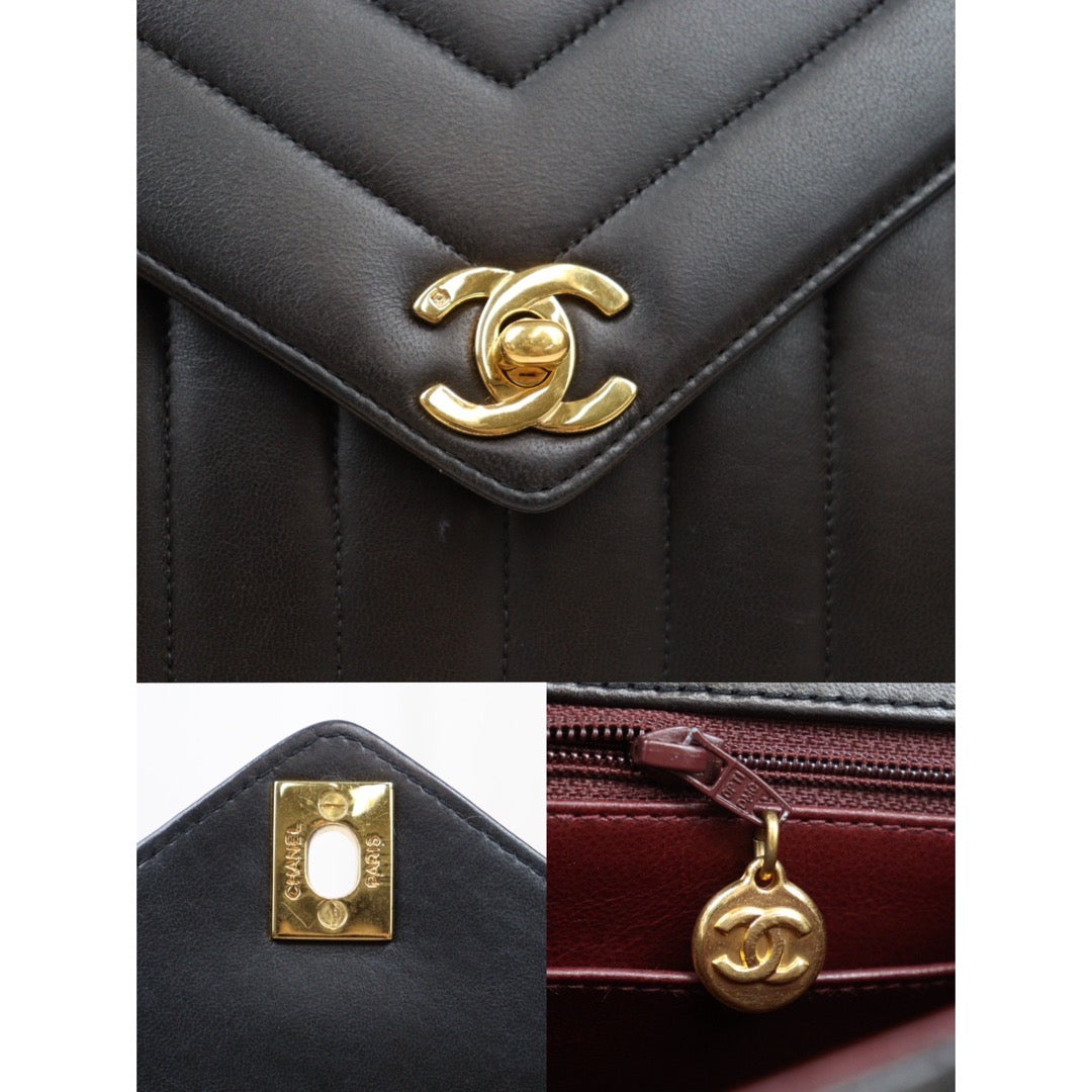 Rank AB｜ CHANEL Matrasse Lamb Skin Shoulder Bag Black  Made in 1991-1994 Year ｜Y24051709