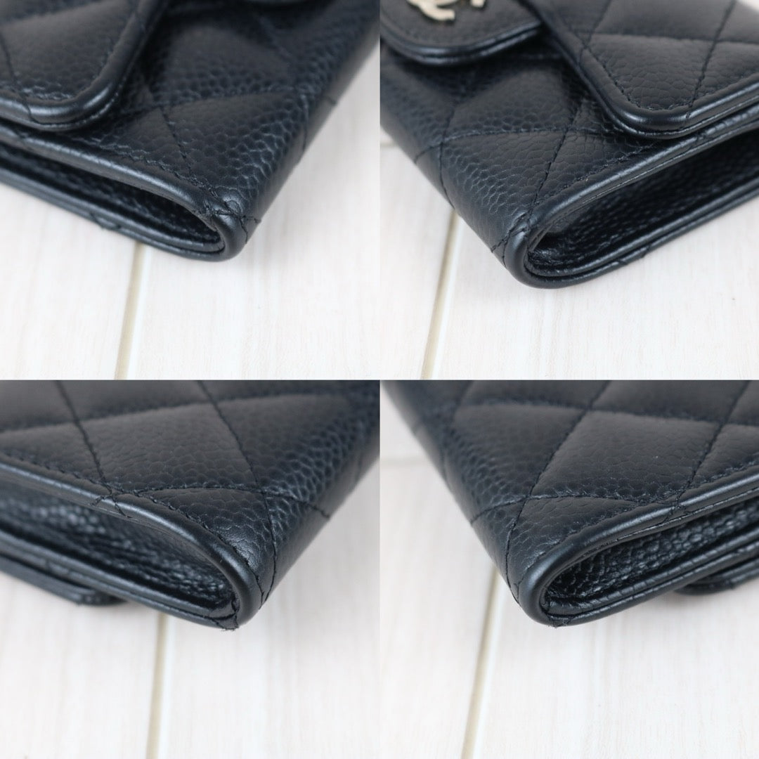 Include Entrupy Certificate of Authenticity｜Very Good ( Rank A)｜CHANEL Caviar Skin Black Card Holder Made In 2017Year｜S26060134