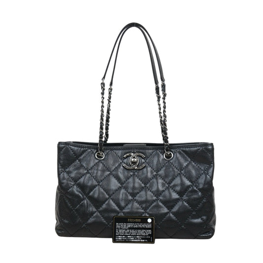Very Good ( Rank A)｜ CHANEL Caviar Skin  Matrasse Chain Tote Bag Black Made In 2014～2015Year｜25121811