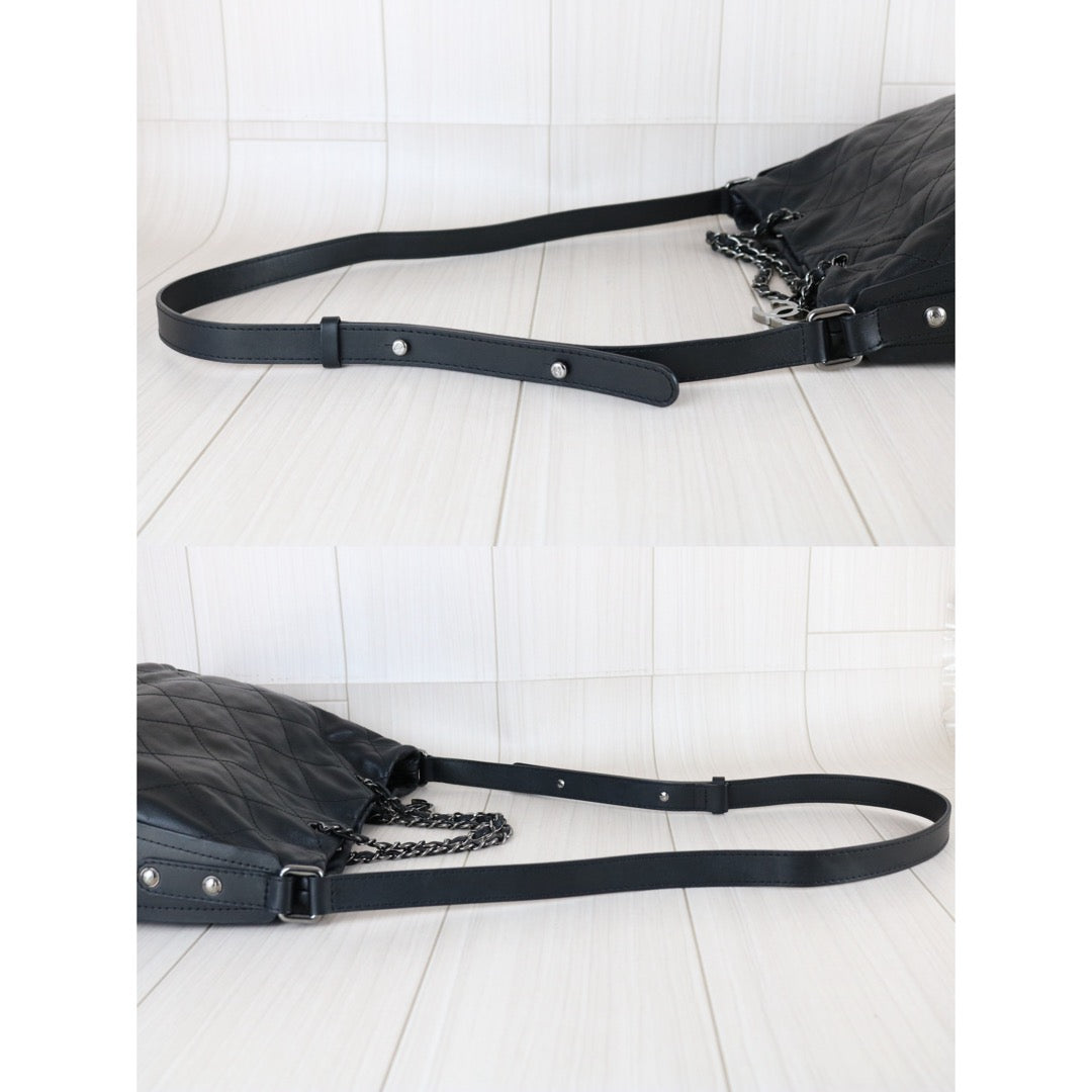 Include Entrupy Certificate of Authenticity｜Good ( Rank AB) ｜ CHANEL  Lamb Skin Matrasse Chain 2 Way ToteBag Shoulder Bag Black Made In 2011Year ｜S26030813