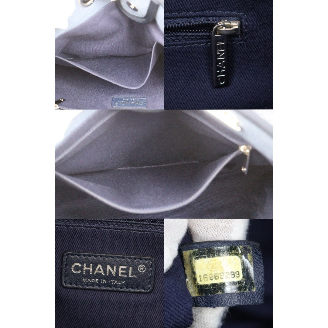 Good ( Rank AB)｜ CHANEL Canvas Tote Bag Blue  Made In 2012 Year｜P24092403