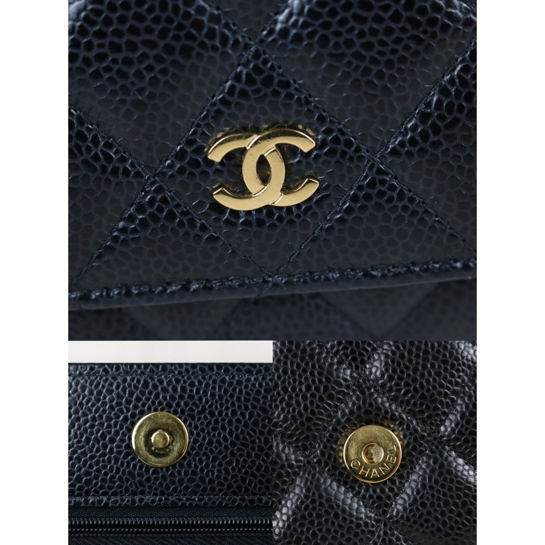 Include Entrupy Certificate of Authenticity｜Very Good ( Rank A) ｜Full Set CHANEL Matrasse Chain Caviar Skin WOC19 Shoulder Bag Black Made In 2020Year ｜S26031903
