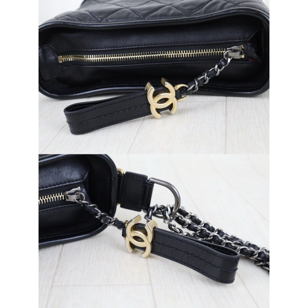 Include Entrupy Certificate of Authenticity｜Very Good ( Rank A) ｜CHANEL PM Gabrielle Calf Leather Shoulder Bag Black Made In 2020-2021Year｜S26062513
