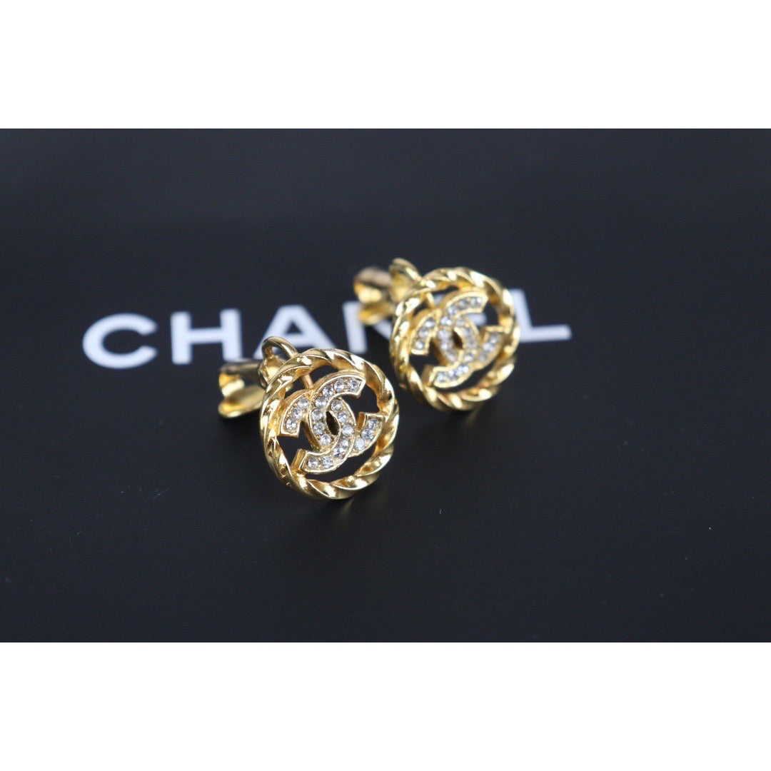 Rank A ｜CHANEL COCO Mark Diamond Vintage Earrings ｜23092623