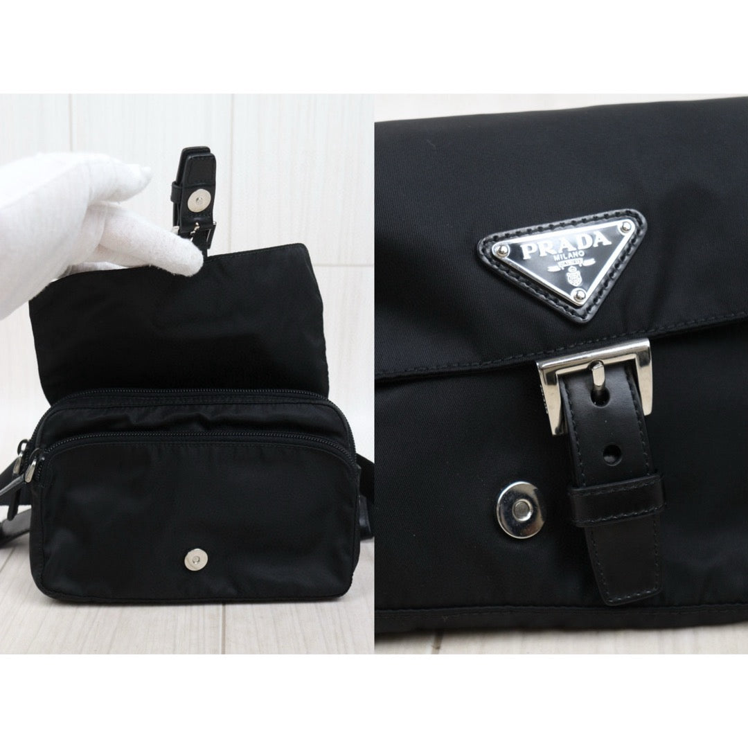 Very Good ( Rank A)｜ PRADA Nylon Body Bag Waist Bag Black｜P25051606