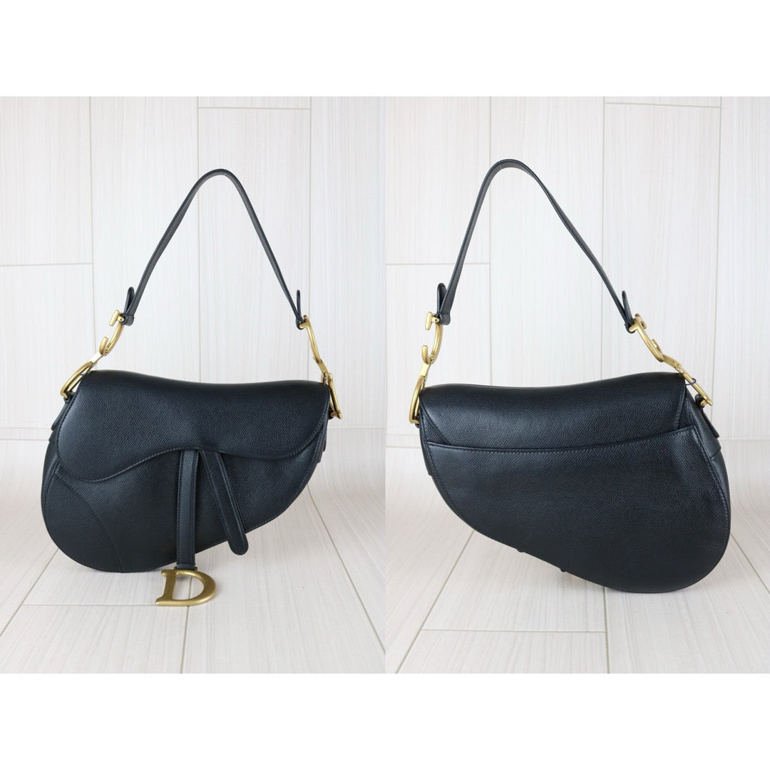 Very Good ( Rank A)｜Dior Trotter Saddle Shoulder Bag Medium Black Current Model｜S25090403