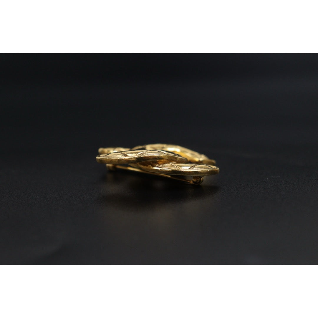 Include Authentic Detective Certificate of Authenticity｜Very Good ( Rank A)｜ CHANEL Vintage Coco Mark 24K Golden Brooch ｜Y26040604