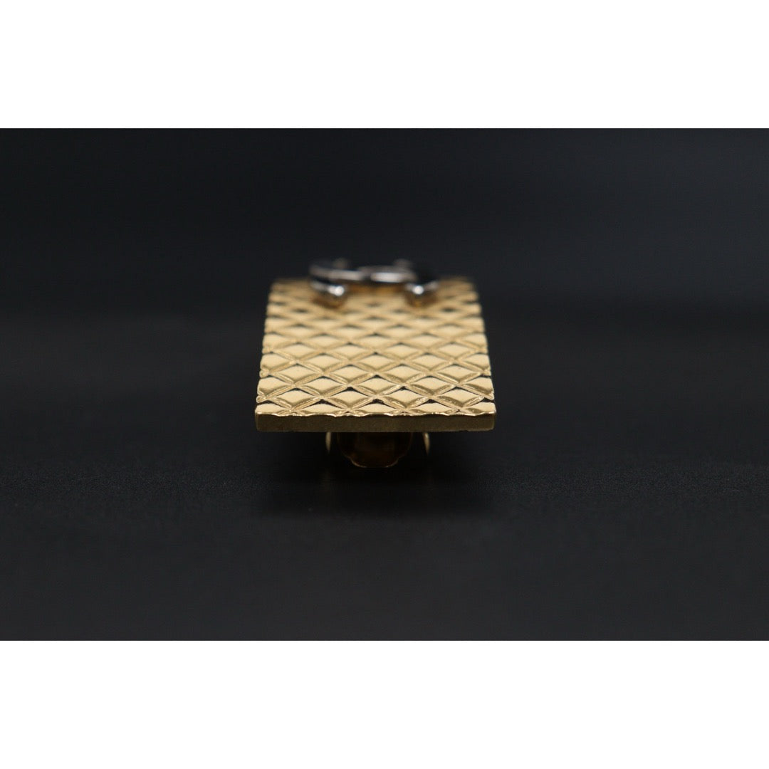 Include Authentic Detective Certificate of Authenticity｜Very Good ( Rank A)｜ CHANEL 98P Coco Mark  Diamond Pattern  Golden Hair Clip｜Y26040708