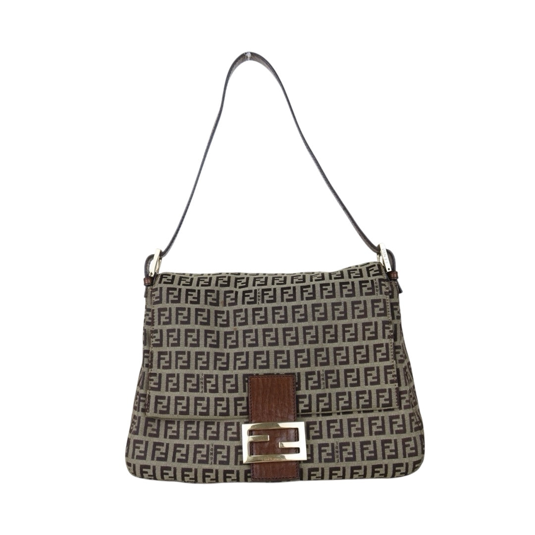 Include Entrupy Certificate of Authenticity｜Good ( Rank AB)｜ FENDI Zucca Mamma Baguette Shoulder Bag ｜S26071701