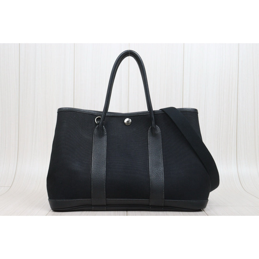 Good ( Rank AB)｜ HERMES Garden Party TPM  Black HandBag ◽︎I Stamp Made In 2005 Year｜Y25112502