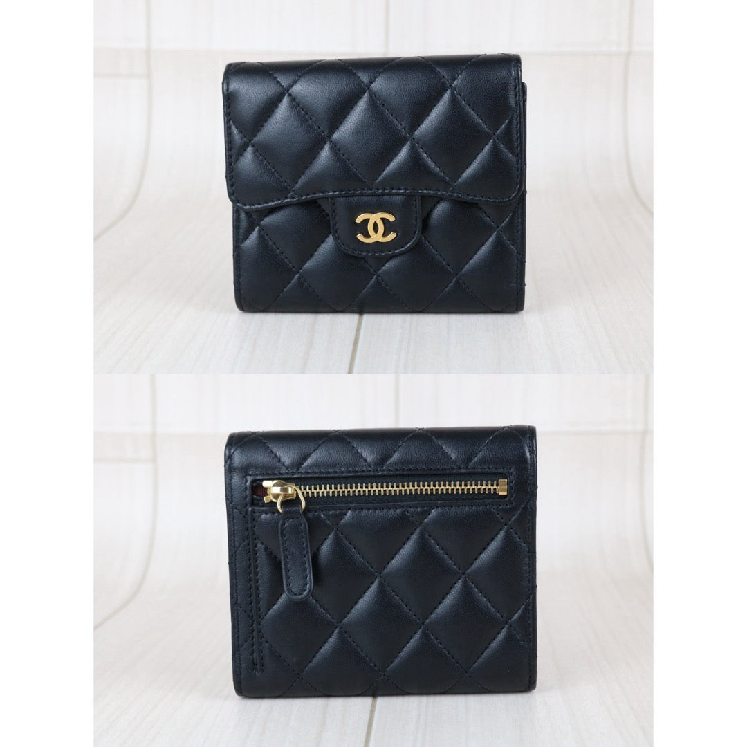 Include Entrupy Certificate of Authenticity｜Very Good ( Rank A)｜CHANEL Lamb Skin Black Wallet Made In 2018-2019Year｜S26050703