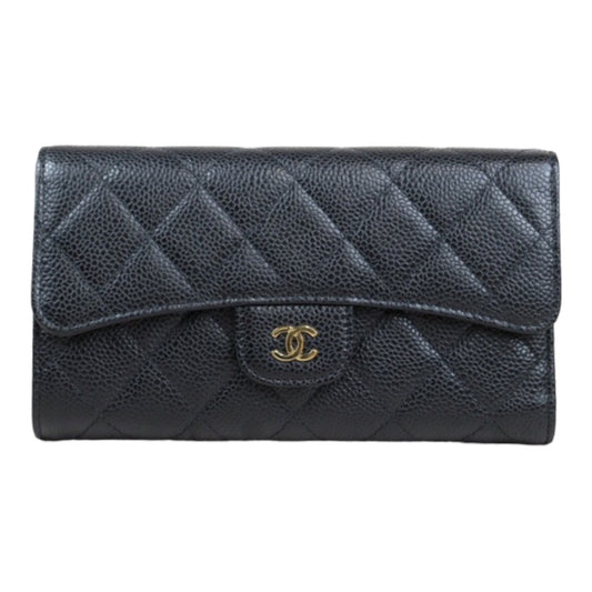 Rank A ｜CHANEL Caviar Skin Black Long Wallet Made In 2014 Year｜S23121101