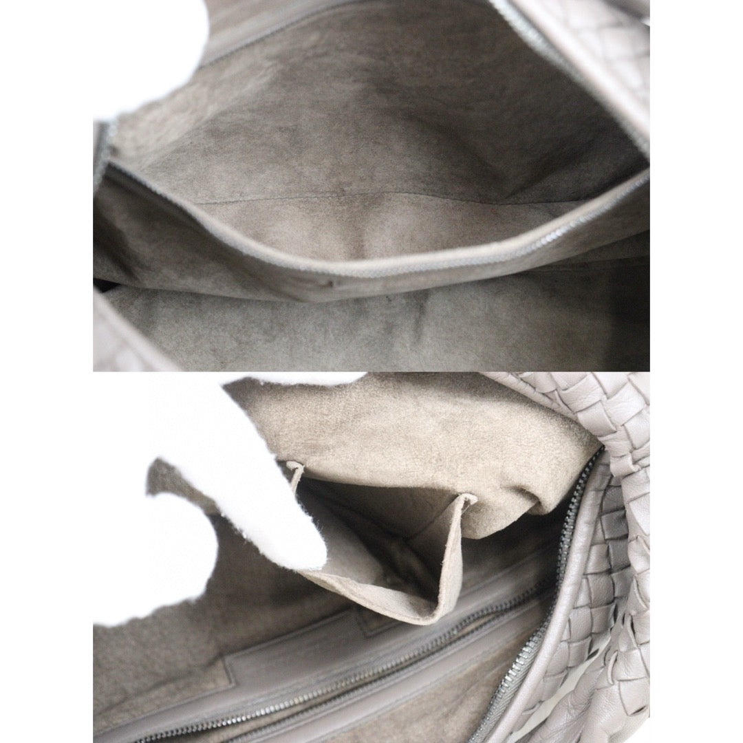 Very Good ( Rank A)｜ Bottega Veneta Lamb Skin Braid Shoulder Bag Gray｜H25052511