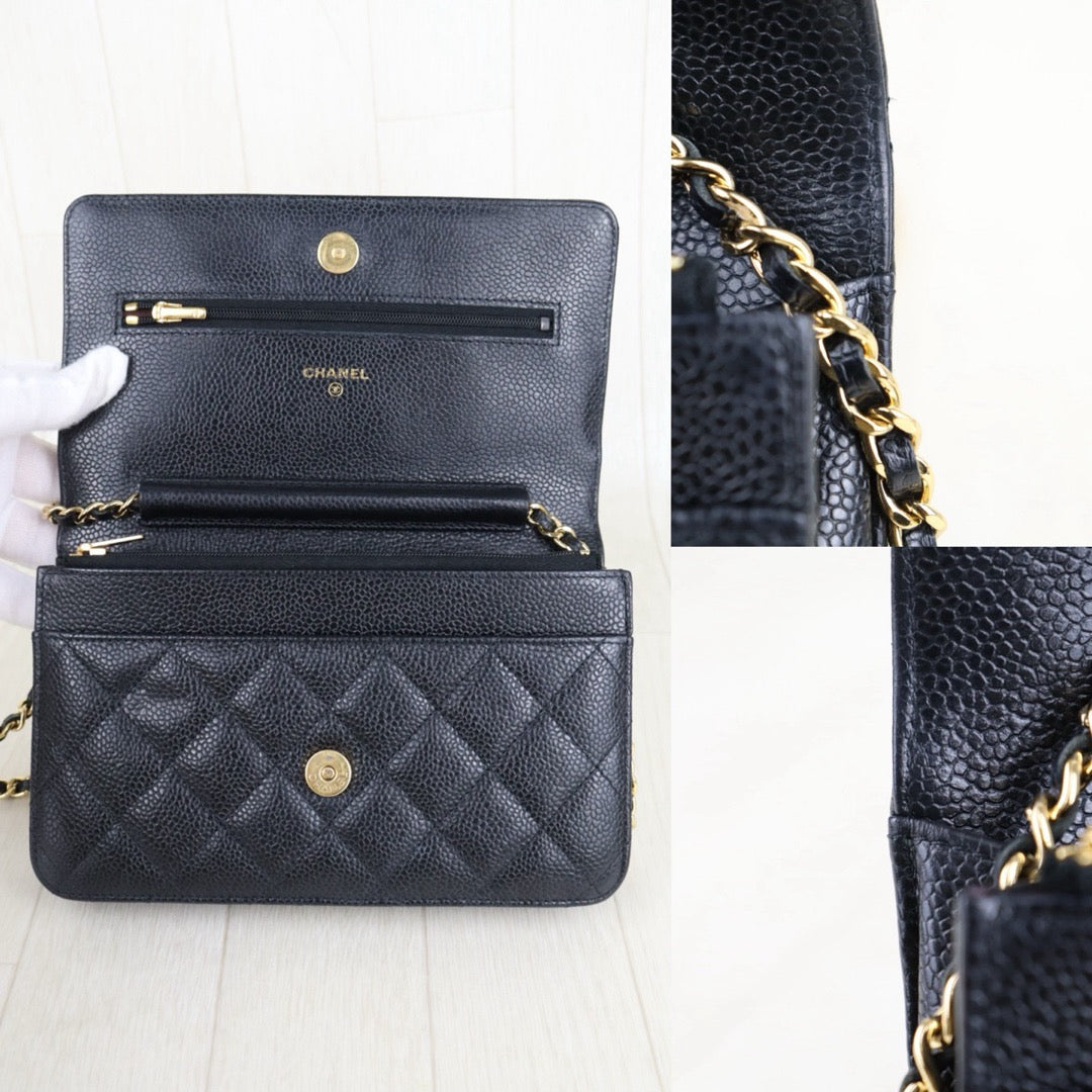 Very Good ( Rank A) ｜ CHANEL Matrasse Chain Caviar Skin WOC19 Shoulder Bag Black Made In 2020～2021Year ｜S25121001