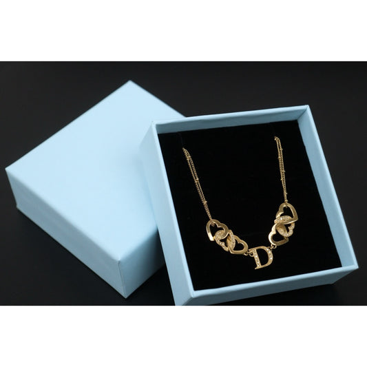 Very Good ( Rank A) ｜ Dior  Heart＆D Necklace Rhinestone Golden Plated ｜V25110617