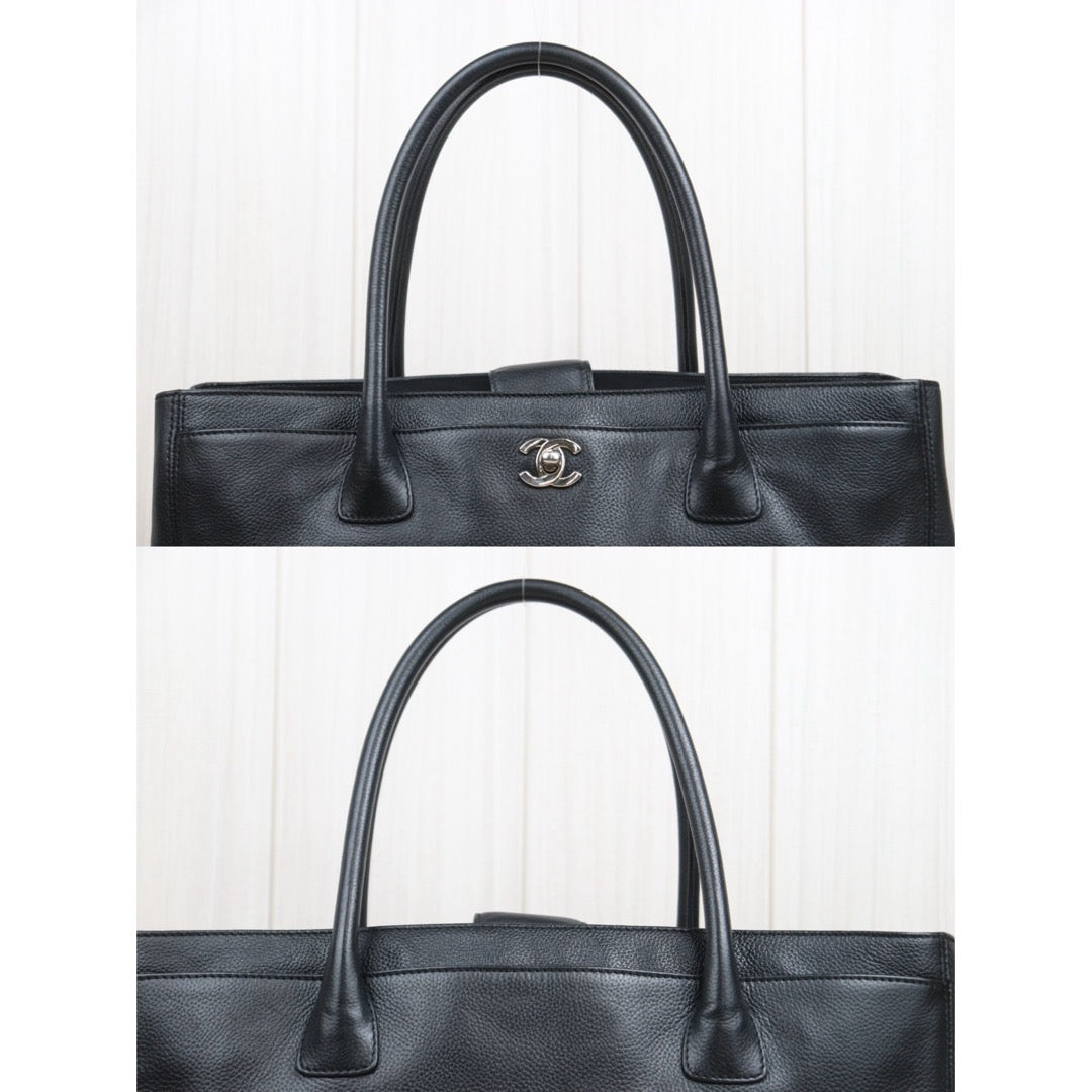 Good ( Rank AB) ｜CHANEL Calf Leather Cerf Tote Shoulder Bag Black Made in 2008-2009Year｜25090401