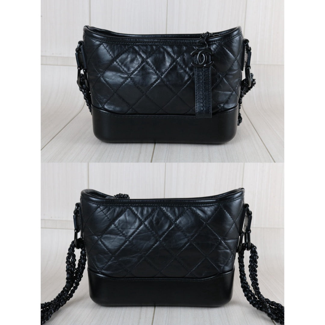 Include Entrupy Certificate of Authenticity｜Very Good ( Rank A)｜CHANEL So Black Calfskin Gabrielle Shoulder Bag PM Made in 2019-2020Year｜S26073121