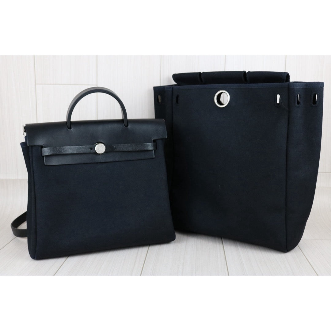 Include Entrupy Certificate of Authenticity｜Good ( Rank AB)｜ HERMES Black Herbag A Dos Zip Retoume Backbag □G Stamp Made in 2003Year｜Y26051527