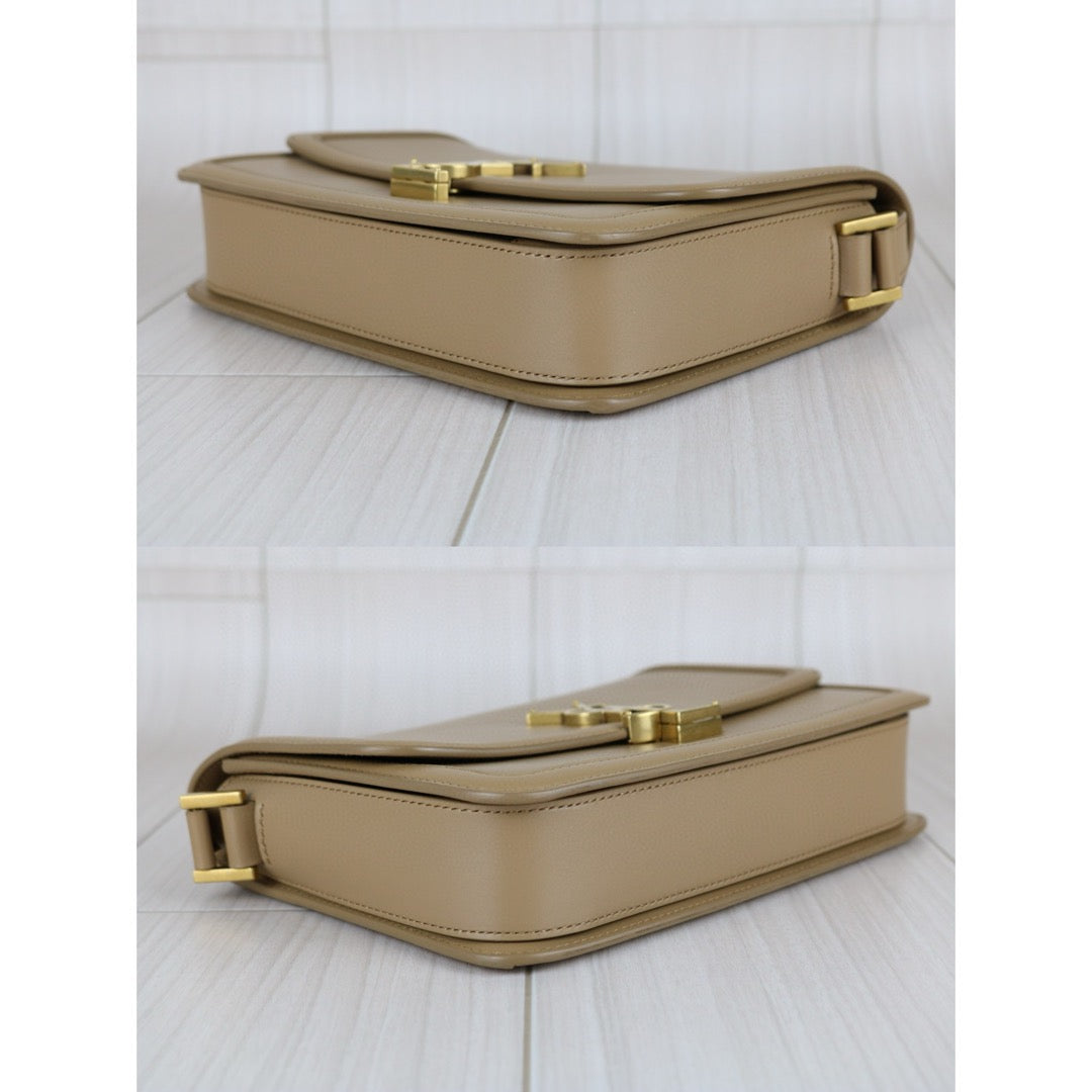Good ( Rank AB)｜  Saint Laurent YSL Solferino Box leather Beige MM Shoulder Bag ｜B25012206