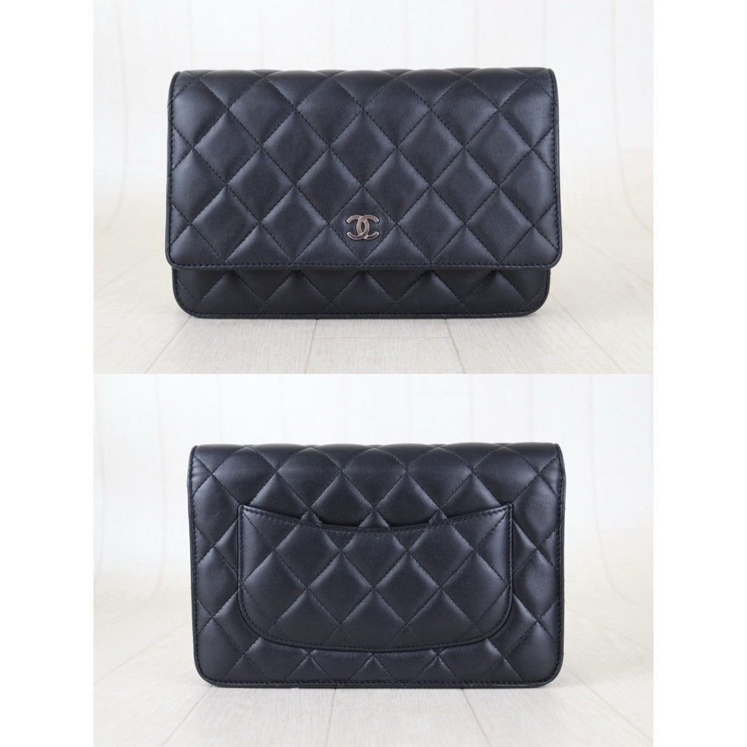 Include Entrupy Certificate of Authenticity｜Very Good ( Rank A)｜CHANEL Lamb Skin WOC Chain Bag Black  IC Chips Model｜Z26092902