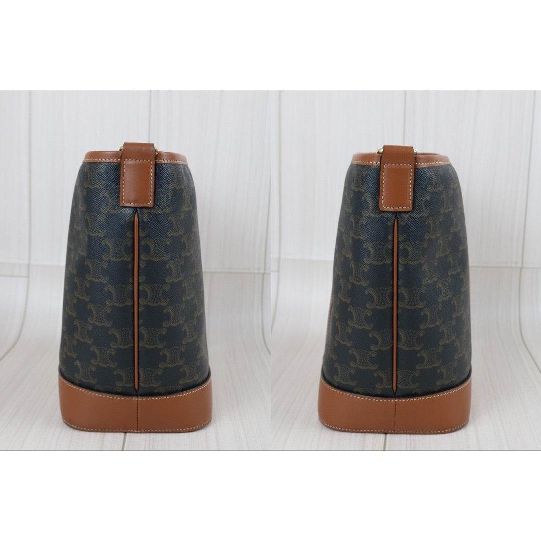 Include Entrupy Certificate of Authenticity｜Very Good ( Rank A)｜ Celine Triomphe Bucket Bag｜S26080604