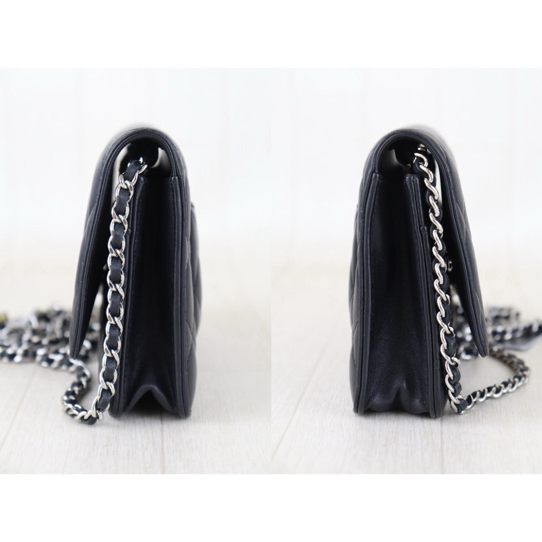 Include Entrupy Certificate of Authenticity｜Very Good ( Rank A)｜CHANEL Lamb Skin WOC Chain Bag Black  IC Chips Model｜Z26092902