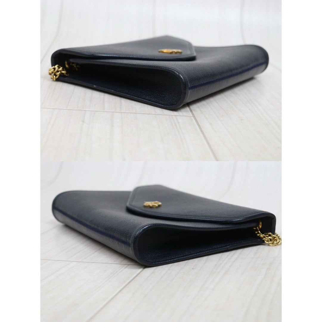 Include Entrupy Certificate of Authenticity｜Very Good ( Rank A)｜ Dior  Vintage Chain Shoulder Bag Navy Blue｜26042302