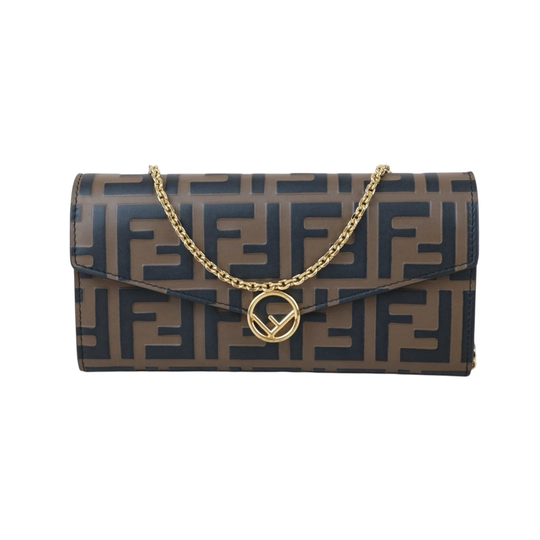Include Entrupy Certificate of Authenticity｜Very Good ( Rank A)｜ FENDI Mamma Calf Leather Chain Bag  Gold Hardware ｜X26070606