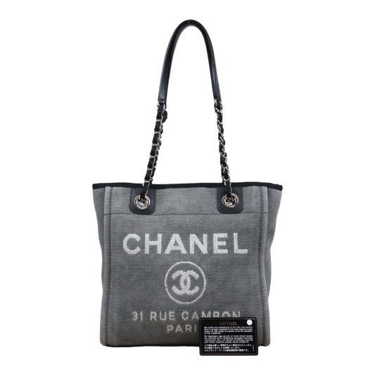 Rank AB ｜ CHANEL Canvas Tote Bag Gray Small｜H24031313