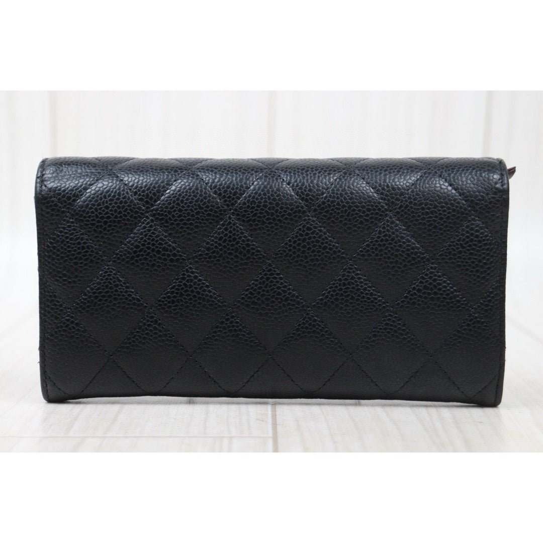 Good ( Rank AB)｜CHANEL Caviar Skin Black Long Wallet Made In 2018 - 2019 Year｜24120511