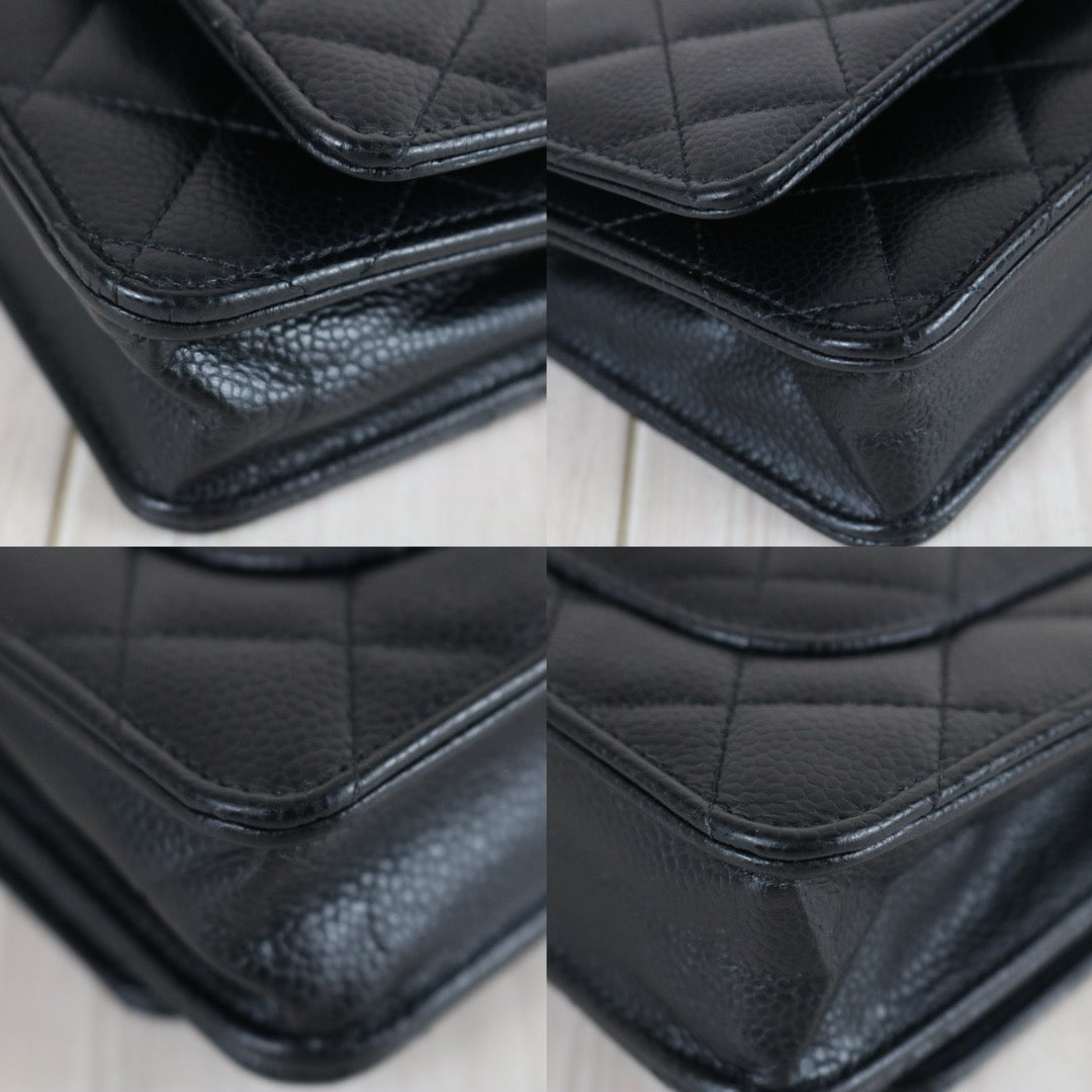 Include Entrupy Certificate of Authenticity｜Very Good ( Rank A)｜CHANEL Caviar Skin WOC 19 Chain Bag Black IC Chips Model｜S26072901