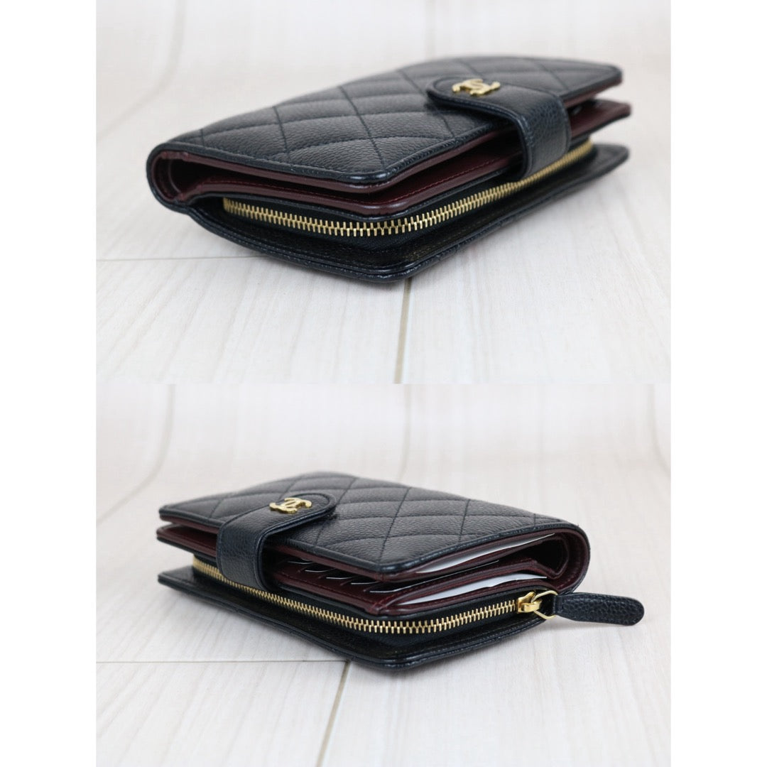 Include Entrupy Certificate of Authenticity｜Very Good ( Rank A)｜ Chanel Caviar Skin Black Wallet Made In 2015-2016Year ｜S26061504